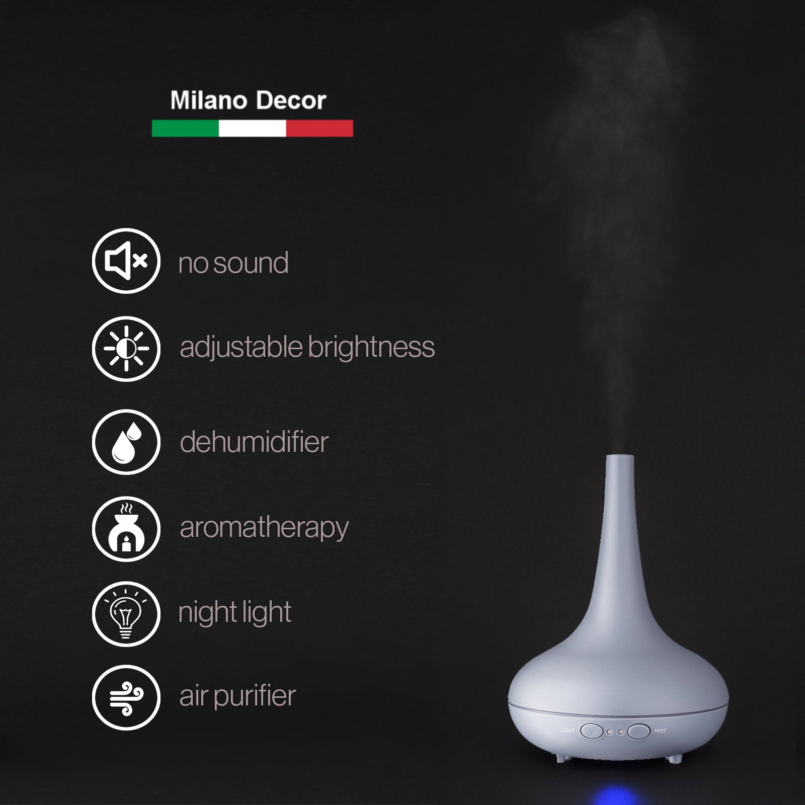 LED Ultrasonic Humidifier | Essential Oil Diffuser | Ethereal Diffuser